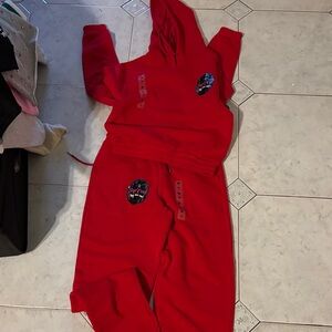 Women's Red Hoodie and Joggers Set